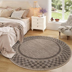 4ft Washable Round Rug for Entryway Modern Checkered Bedroom Circle Rug Non - Image 3