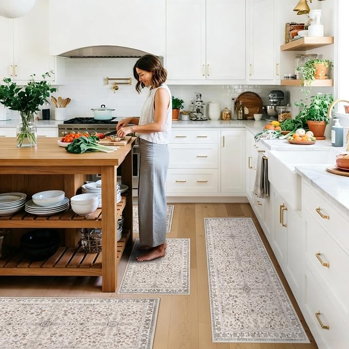 4-Piece Kitchen Rug Set with Runner – Washable Non-Slip Floor Mats by BYYVOORugsforYourHome