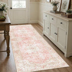 Latte&Fog 2.6x8 Washable Hallway Runner Pink Rug, Non Slip Runner Rugs - Image 2