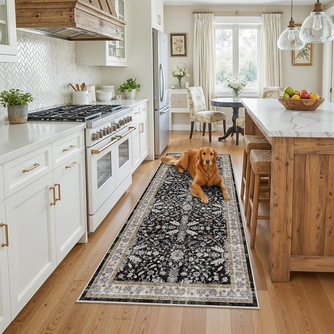 3x7 Washable Non-Slip Kitchen Runner Rug – Soft Low-Pile Stain-Resistant Carpet - Image 3
