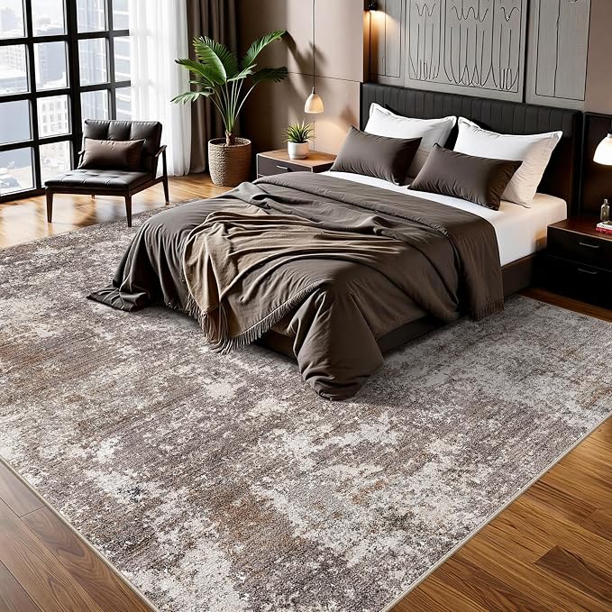 Large Washable Living Room Rug 10x14 – Modern Neutral Abstract Area Rug - Image 3