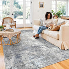 6x9 Washable Living Room Rug – Modern Neutral Abstract Large Indoor Area Rug - Image 3