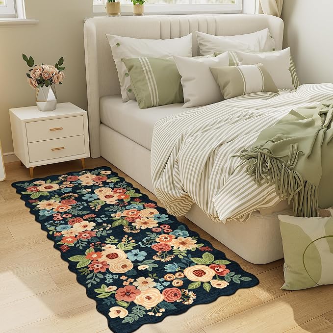 DUKINO 2x5 Washable Runner Rugs, Non Slip Floral Print Entryway Rug - Image 6
