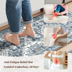 Boho Kitchen Mats for Floor 2 Piece Set Anti Fatigue Cushioned PVC Kitchen Rugs - Image 3