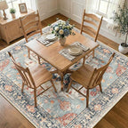 RELEANY Area Rugs Square 8ft Washable Non-Slip, Floral Vintage Distress - Image 2
