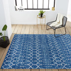 JONATHAN Y Boho Vintage Diamond Blue/White Indoor Area Rug 4X6 ft, Moroccan Hype - Image 7