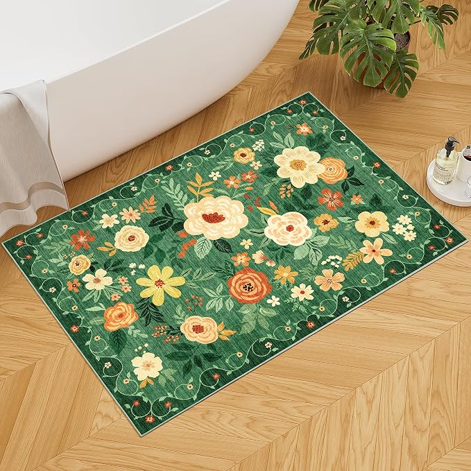 DUKINO 2x3 Rugs for Entryway, Floral Indoor Washable Door Mat, Non Slip Boho - Image 9