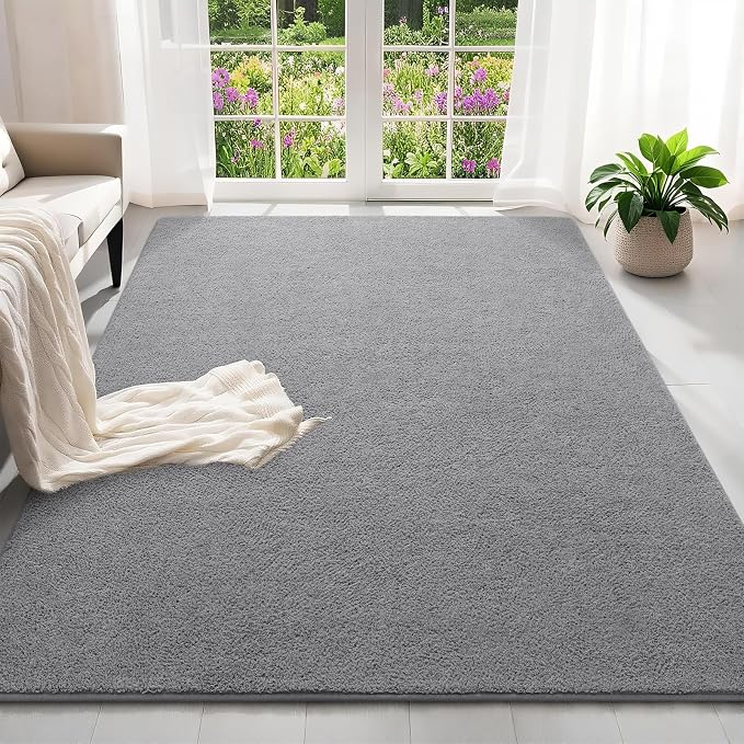 6x9 Feet Grey Area Rugs for Bedroom, Indoor Washable Memory Foam Rug for Living - Image 2