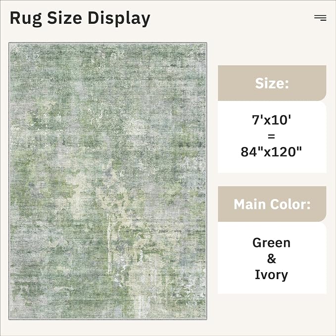 Soalmost 7x10 Area Rug for Living Room Washable Abstract Vintage Soft Thin - Image 5