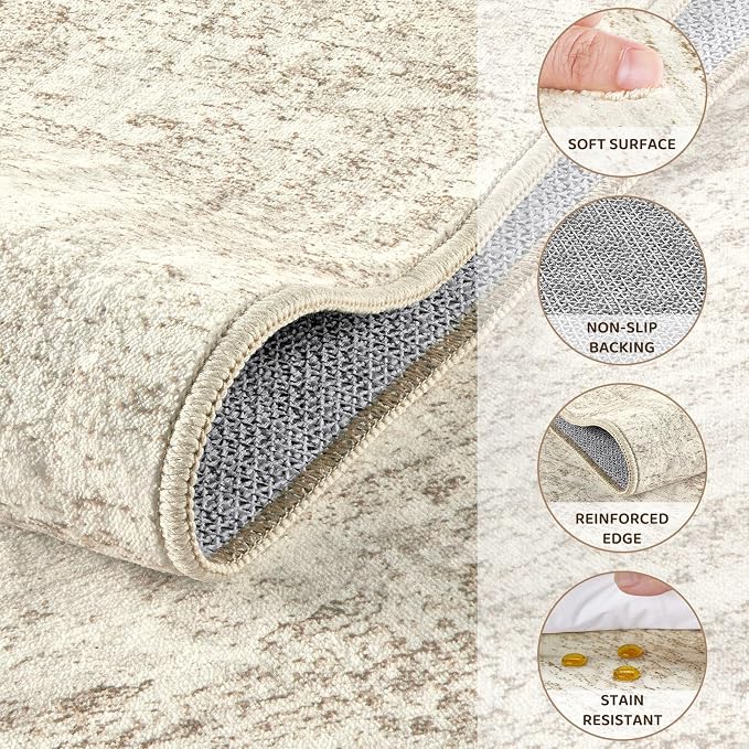 UERMEI 2x6 Washable Runner Rug for Hallway, Non Slip Low Pile Kitchen Carpet - Image 8