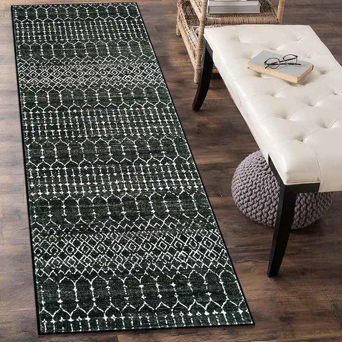 Lahome Moroccan Black Rug 2x8 Washable Non-Skid Kitchen Floor Runner, - Image 6