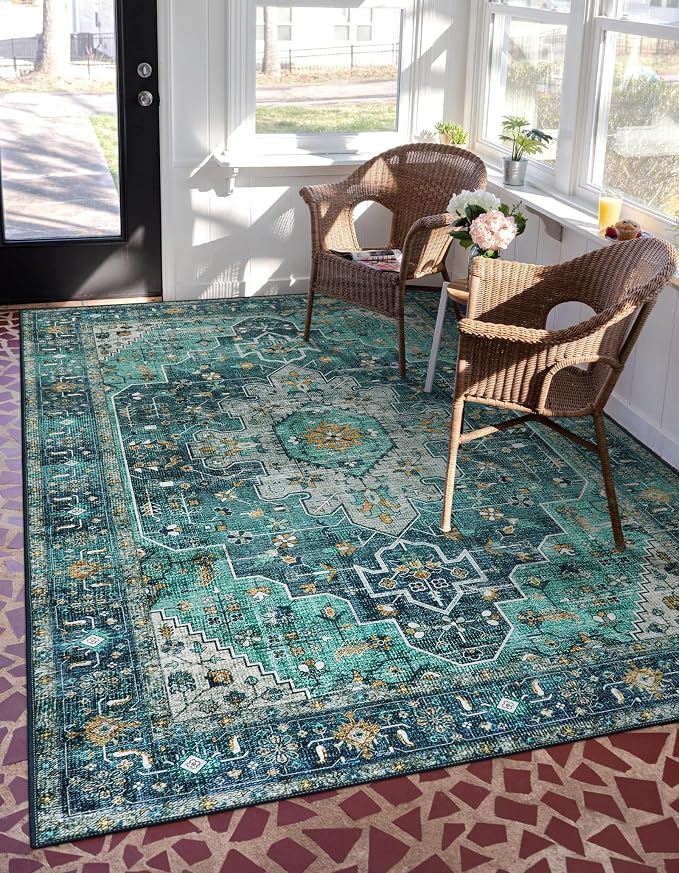 Moynesa Ultra-Thin Washable Vintage Area Rug - Image 6