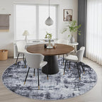 Round Area Rug for Living Room: 8 ft Washable Modern Abstract Soft Thin Rug - Image 3