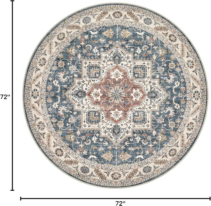 6ft Round Vintage Living Room Area Rug - Image 2