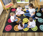 Flagship Carpets Rainbow Smileys in Black Criss-Cross Applesauce Educational - Image 2