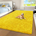 Yellow Shag Area Rug for Bedroom, 4x6 Fluffy Shaggy Rugs for Living Room Nursery by Unknown