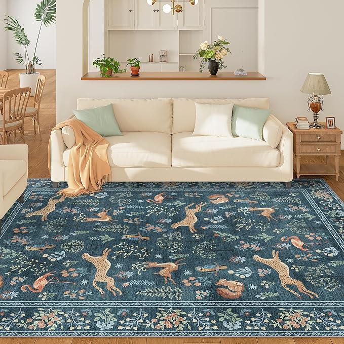 DUKINO 5x7 Rug, Washable Animal Living Room Rug - Image 3