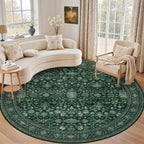 Round Area Rug for Living Room: 4 ft Washable Vintage Boho Soft Thin Circle Rug by EXPEDIX