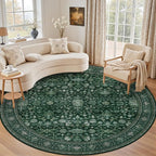 Round Area Rug for Living Room: 8 ft Washable Vintage Boho Soft Thin Circle Rug by EXPEDIX