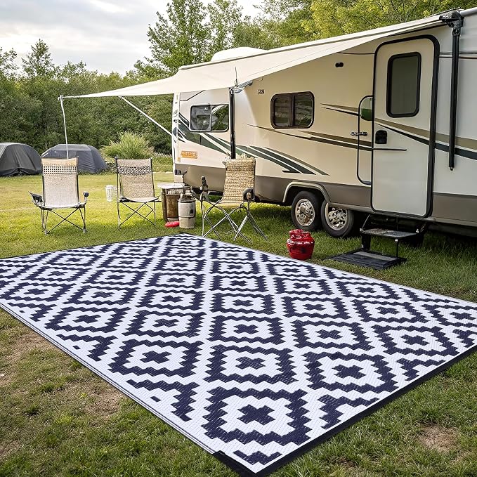 Smiry Waterproof Outdoor Rug 8x10 ft, Reversible Plastic Straw Patio Camping - Image 7