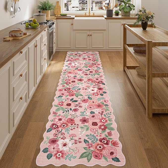 DUKINO 2.6x10 Runner Rug for Hallway, Lightweight Washable Floral Kitchen Rug - Image 5
