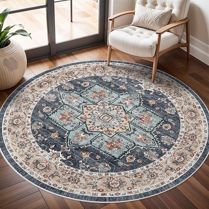 Washable Oriental Area Rug - 6ft Rugs by TOPRUUG