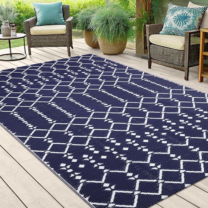 Smiry Outdoor Rug 5x8 ft, Waterproof Reversible Plastic Straw Rugs, Boho - Image 6