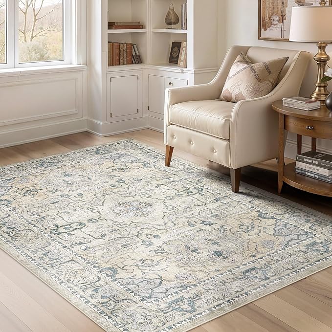 cotiled 4x6 Area Rug Machine Washable Vintage Carpet by COTILED