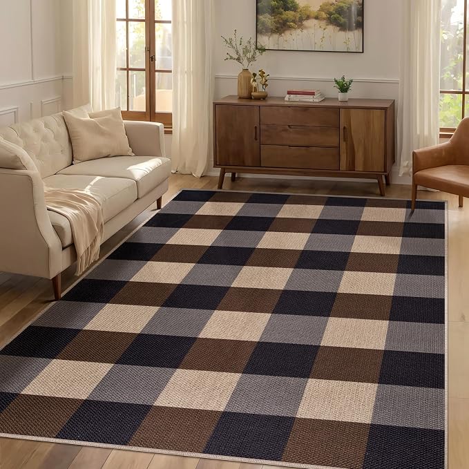 Tangsoo Checkered Easy Jute Rug, 3x5 Washable Area Rug - Image 2