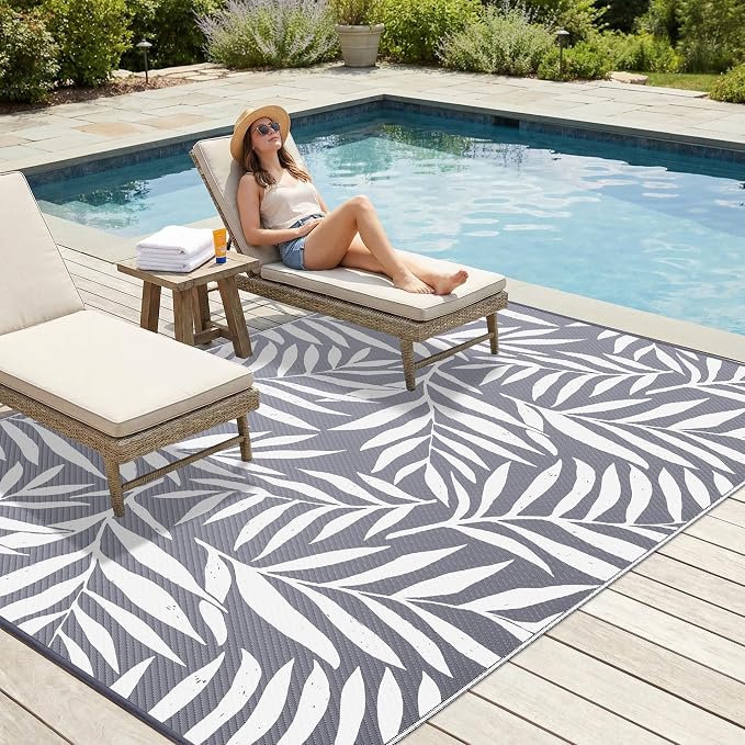 Smiry Outdoor Rug 6x9 ft, Waterproof Reversible Plastic Straw Rugs, Outdoor - Image 3