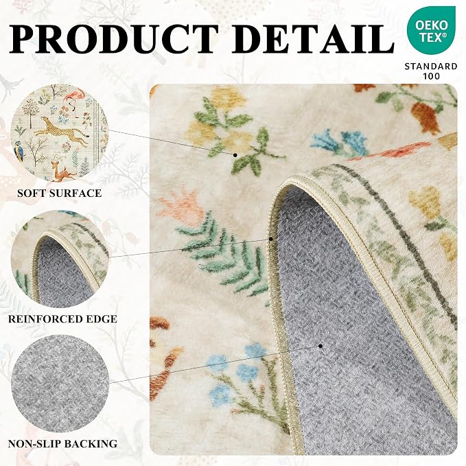 DUKINO 3x12 Runner Rug, Non Slip Animal Print Runner Rug - Image 4
