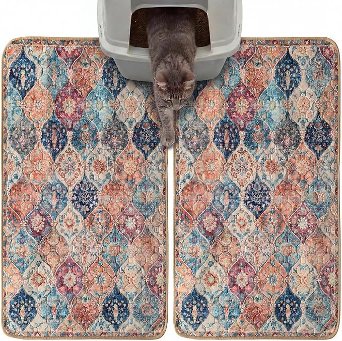 Hompet Cat Litter Mat 2 Pack, 19x30 Machine Washable Trapping Mats by Hompet
