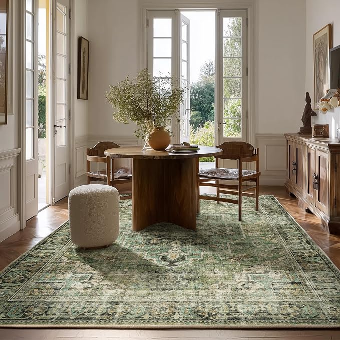 5x7 Area Rugs for Living Room: Washable Bedroom Rug Boho Vintage Rugs Stain - Image 7