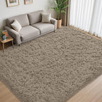 8x10 Area Rug for Living Room:Ultra Soft Fluffy Shag Grey Camel Rugs, Large - Image 4
