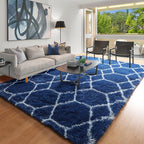 ONASAR 7x9 Area Rugs for Living Room Bedroom, Large Fluffy Navy Blue and White - Image 8