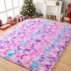Tepook Soft Rainbow Rug 8x10 for Girls Room, Cute Fluffy Girls Bedroom Area Rug by Tepook