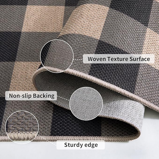 Tangsoo Checkered Easy Jute Rug, 3x5 Washable Area Rug - Image 5