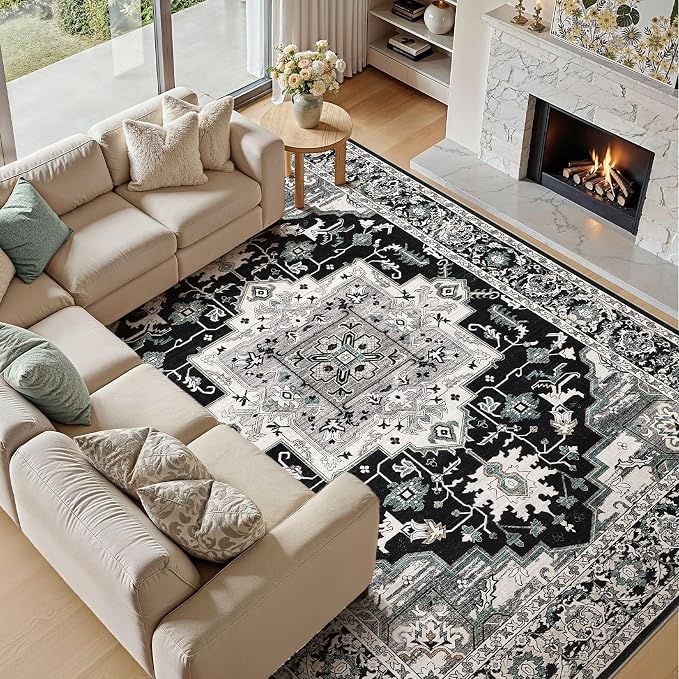 8x10 Area Rugs Living Room: Washable Vintage Rug Large Non-Slip Stain Resistant - Image 6