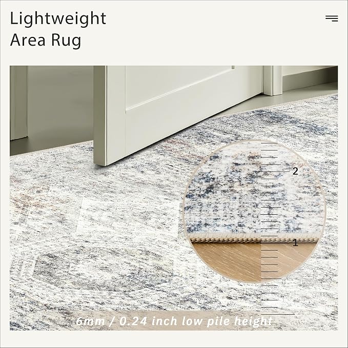 Soalmost 7x9 Area Rug for Living Room Washable Abstract Vintage Soft Thin - Image 7