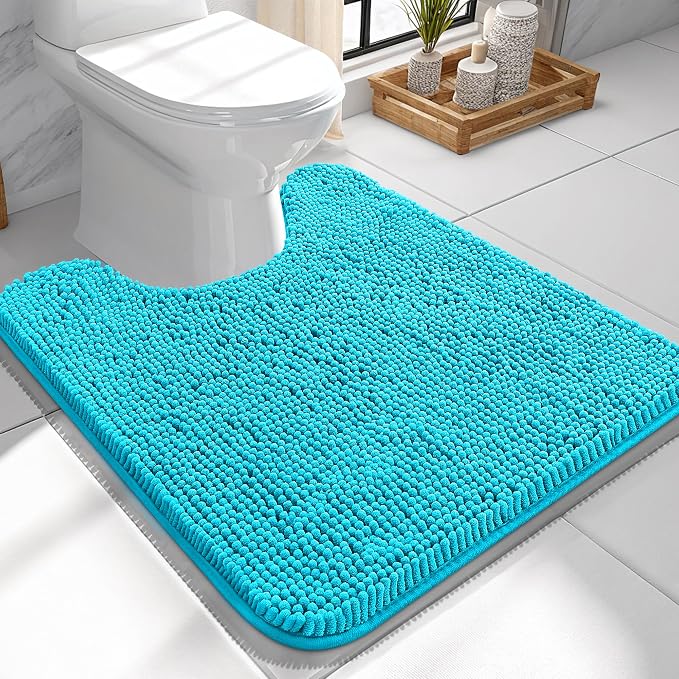 OLANLY Toilet Rugs U-Shaped 24x24, Extra Soft Absorbent Chenille Contour by OLANLY
