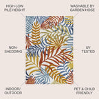 JONATHAN Y Tropics Palm Leaves Indoor Outdoor Square Area Rug 5X5 Cream/Orange - Image 2