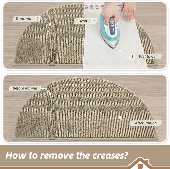 BEQHAUSE Dirt Trapper Door Mat 32" x 48" Half Circle Non-Slip Washable Doormats - Image 9
