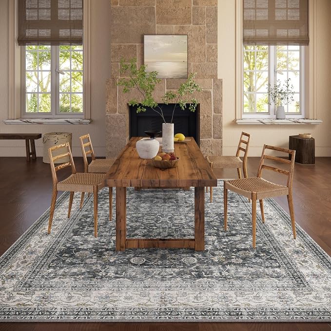 Machine Washable Rugs for Living room: 8x10 bedroom Rug Vintage Boho Area Rug - Image 5