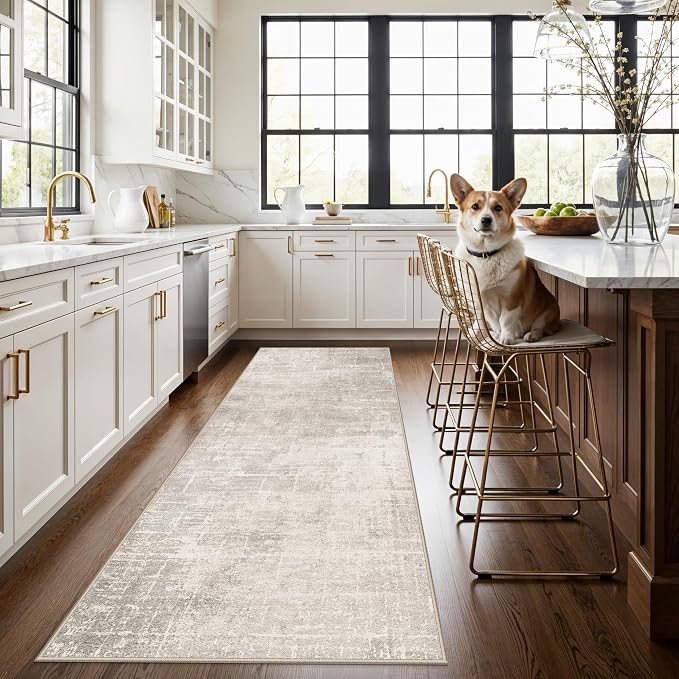 Hallway 3x8 Washable Runner Rug: Abstract Stain Resistant Entryway Kitchen Area by HYHAOYUNLAI
