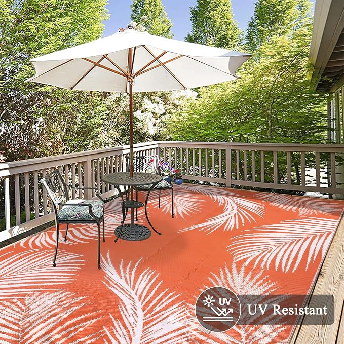 Pauwer Waterproof Outdoor Rug 8x10, Reversible Plastic Straw Patio Camping Rug - Image 4