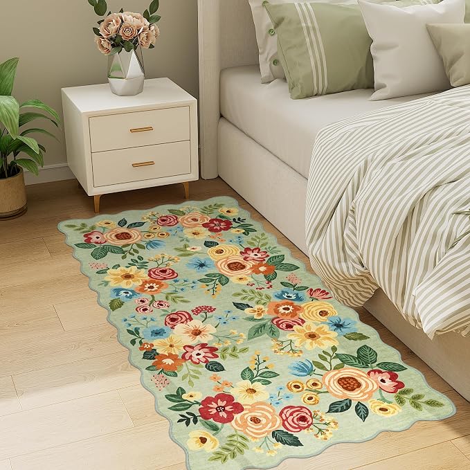 DUKINO 2x4 Washable Runner Rugs, Non Slip Floral Print Entryway Rug - Image 4