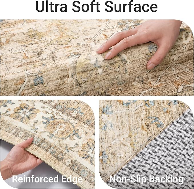 befbee 5x7 Area Rugs for Living Room, Stain Resistant Washable Rug, Non-Slip - Image 3