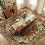 RELEANY Area Rugs Square 10ft Washable Non-Slip, Floral Vintage Distress by RELEANY