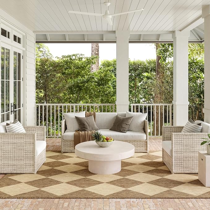 Nuloom Outdoor Performance Collection Sabina Brown/Ivory, High Traffic by nuLOOM