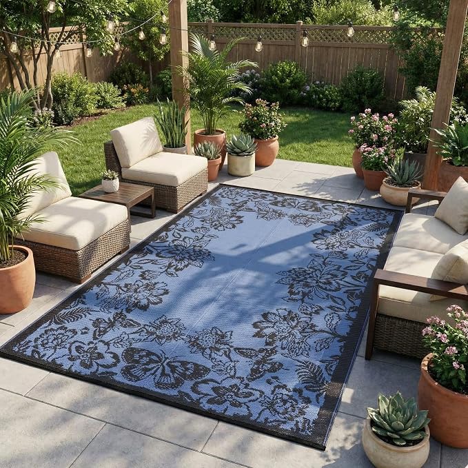 Garvee 5’x8’ Waterproof Patio Outdoor Rug, Outdoor Plastic Straw Rug - Image 2